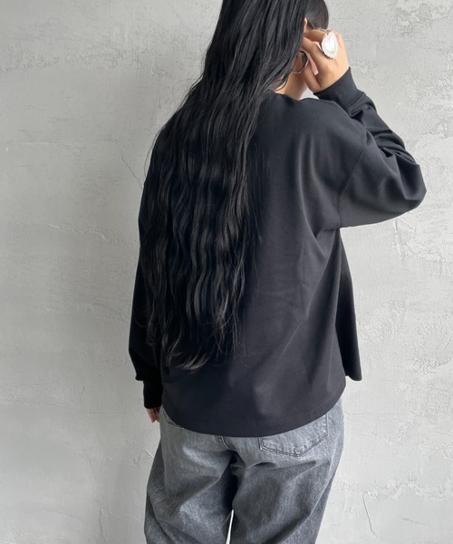 DANTON（ダントン）の「[DANTON/ダントン] ワンポイントロゴ クルーネックロンT（Tシャツ/カットソー・レディース・ブラック/チャコール/ホワイト/ホワイト系その他/ダークブラウン/レッド/アイボリー・S）」の21枚目の写真