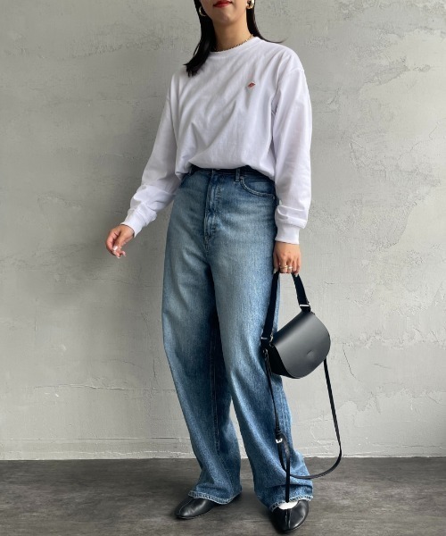 DANTON（ダントン）の「[DANTON/ダントン] ワンポイントロゴ クルーネックロンT（Tシャツ/カットソー・レディース・ブラック/チャコール/ホワイト/ホワイト系その他/ダークブラウン/レッド/アイボリー・S）」の8枚目の写真
