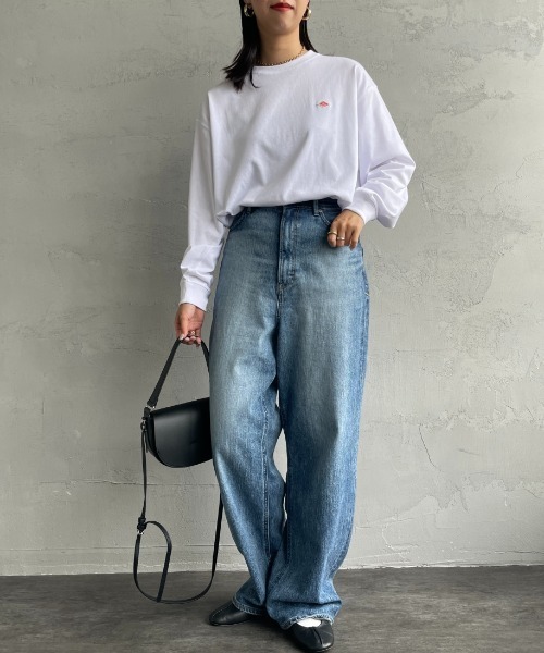 DANTON（ダントン）の「[DANTON/ダントン] ワンポイントロゴ クルーネックロンT（Tシャツ/カットソー・レディース・ブラック/チャコール/ホワイト/ホワイト系その他/ダークブラウン/レッド/アイボリー・S）」の14枚目の写真
