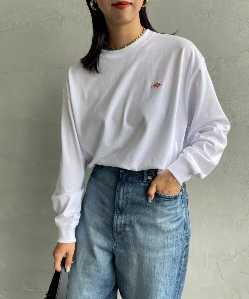 DANTON（ダントン）の「[DANTON/ダントン] ワンポイントロゴ クルーネックロンT（Tシャツ/カットソー・レディース・ブラック/チャコール/ホワイト/ホワイト系その他/ダークブラウン/レッド/アイボリー・S）」の10枚目の写真