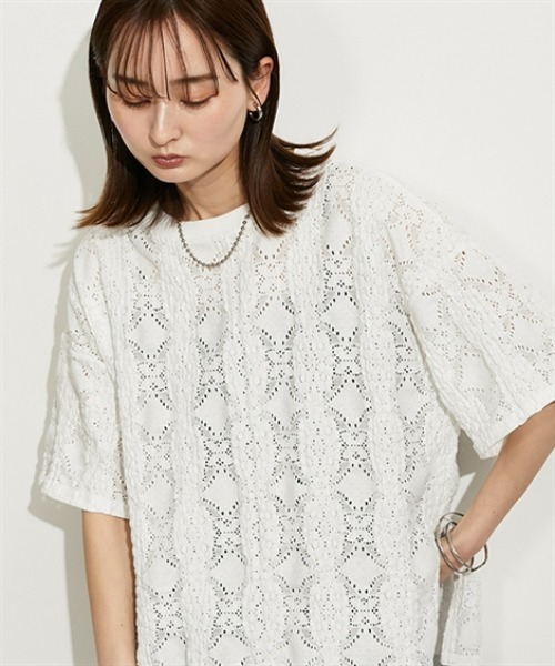 レースオーバーサイズプルオーバー（Tシャツ/カットソー