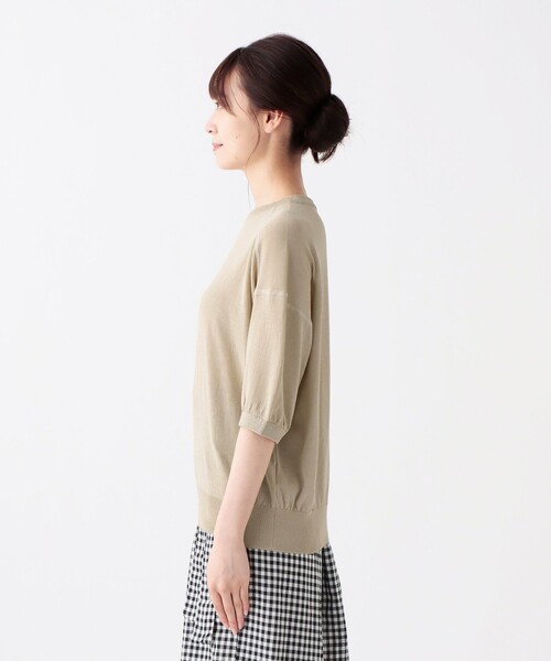 Afternoon Tea(アフタヌーンティー)の「シアークールニットプルオーバー(Tシャツ/カットソー・レディース・ライトベージュ/チャコールグレー/オレンジ・MEDIUM)」の5枚目の写真