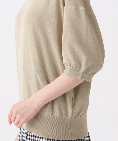 Afternoon Tea(アフタヌーンティー)の「シアークールニットプルオーバー(Tシャツ/カットソー・レディース・ライトベージュ/チャコールグレー/オレンジ・MEDIUM)」の7枚目の写真
