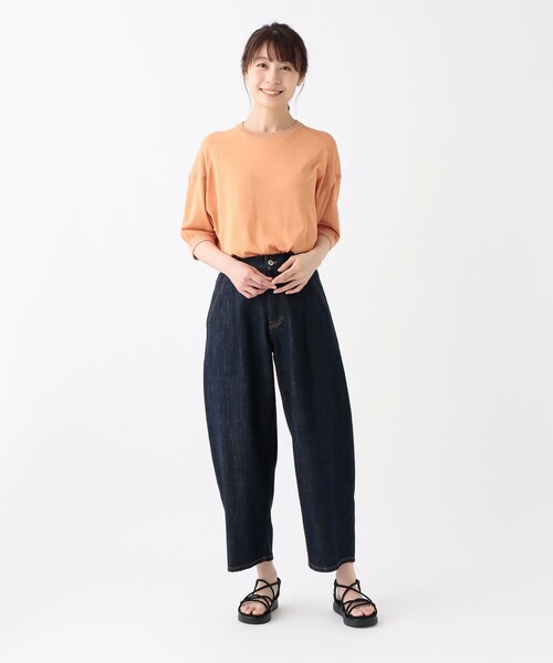 Afternoon Tea(アフタヌーンティー)の「シアークールニットプルオーバー(Tシャツ/カットソー・レディース・ライトベージュ/チャコールグレー/オレンジ・MEDIUM)」の10枚目の写真