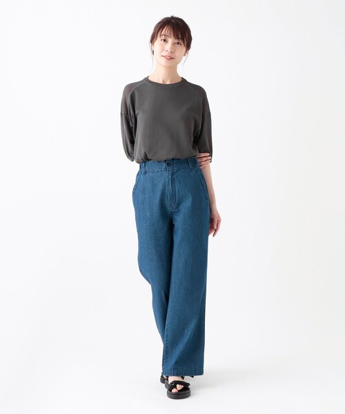 Afternoon Tea(アフタヌーンティー)の「シアークールニットプルオーバー(Tシャツ/カットソー・レディース・ライトベージュ/チャコールグレー/オレンジ・MEDIUM)」の12枚目の写真