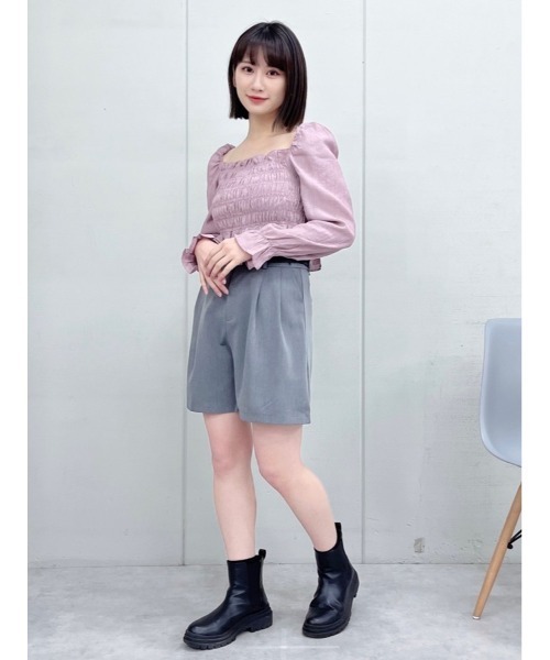 ＆soiree（アンドソワレ）の「【＆soiree】スクエアネックワッシャーシャーリングブラウス（シャツ/ブラウス・レディース・ラベンダー/ホワイト/ブラック・MEDIUM）」の17枚目の写真