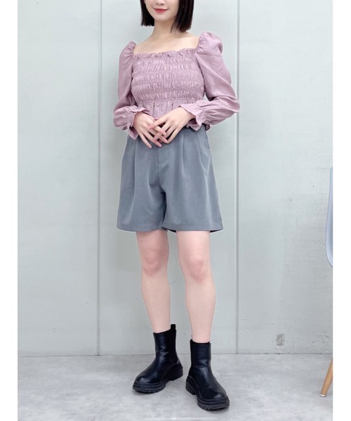 ＆soiree（アンドソワレ）の「【＆soiree】スクエアネックワッシャーシャーリングブラウス（シャツ/ブラウス・レディース・ラベンダー/ホワイト/ブラック・MEDIUM）」の18枚目の写真