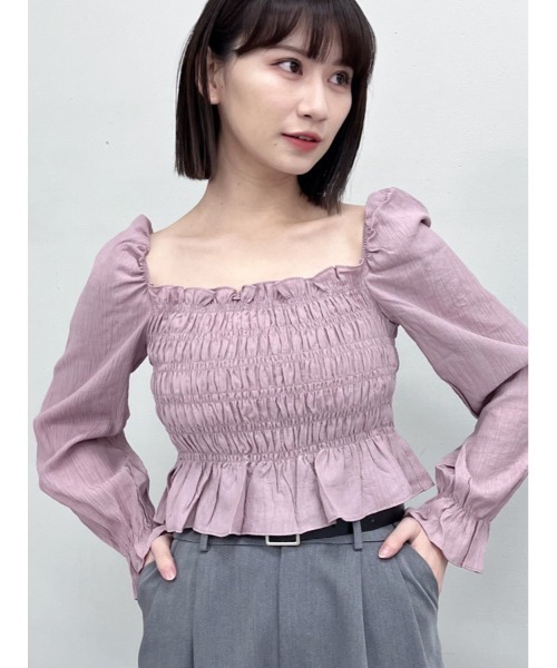 ＆soiree（アンドソワレ）の「【＆soiree】スクエアネックワッシャーシャーリングブラウス（シャツ/ブラウス・レディース・ラベンダー/ホワイト/ブラック・MEDIUM）」の14枚目の写真
