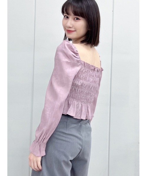 ＆soiree（アンドソワレ）の「【＆soiree】スクエアネックワッシャーシャーリングブラウス（シャツ/ブラウス・レディース・ラベンダー/ホワイト/ブラック・MEDIUM）」の15枚目の写真
