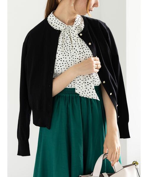 Te chichi(テチチ)の「ハイツイストコットンクルーカーディガン(カーディガン/ボレロ・レディース・ブラック/レッド/ネイビー/オフホワイト/シルバー・F)」の1枚目の写真