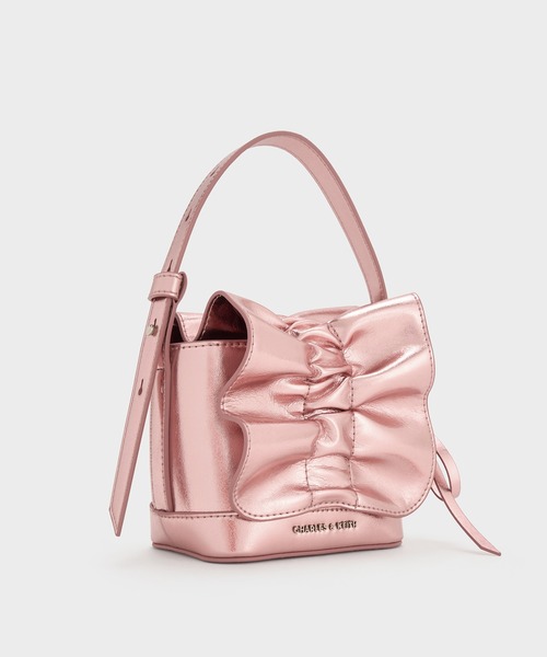 CHARLES & KEITH（チャールズ & キース）の「Kadee ケーディー ルーシュドミニバッグ（ハンドバッグ・レディース・クリーム/ピンク系その他/ブラウン系その他6・XXS）」の4枚目の写真