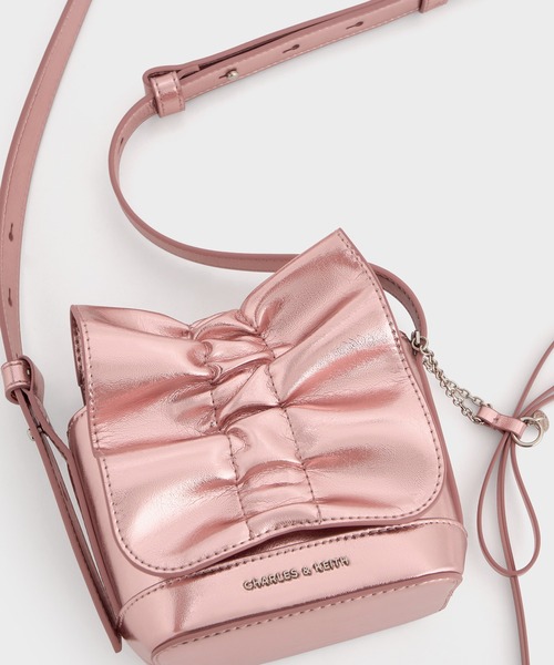 CHARLES & KEITH（チャールズ & キース）の「Kadee ケーディー ルーシュドミニバッグ（ハンドバッグ・レディース・クリーム/ピンク系その他/ブラウン系その他6・XXS）」の6枚目の写真