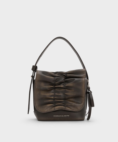 CHARLES & KEITH◆Kadee ルーシュド ミニバッグ ◆送料込 CHARLES & KEITH｜Kadee ケーディー ルーシュドミニバッグ