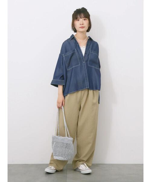 Samansa Mos2 blue(サマンサモスモスブルー)の「花レースタンク(Tシャツ/カットソー・レディース・オフホワイト/ブラック/サックスブルー・F)」の10枚目の写真