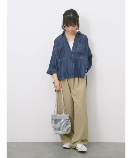 Samansa Mos2 blue(サマンサモスモスブルー)の「花レースタンク(Tシャツ/カットソー・レディース・オフホワイト/ブラック/サックスブルー・F)」の11枚目の写真