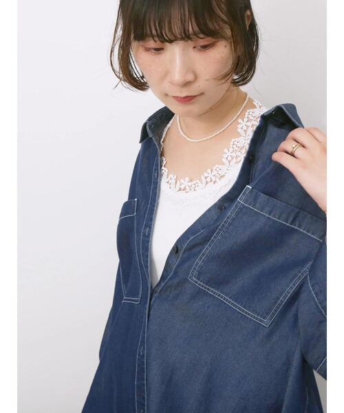 Samansa Mos2 blue(サマンサモスモスブルー)の「花レースタンク(Tシャツ/カットソー・レディース・オフホワイト/ブラック/サックスブルー・F)」の13枚目の写真