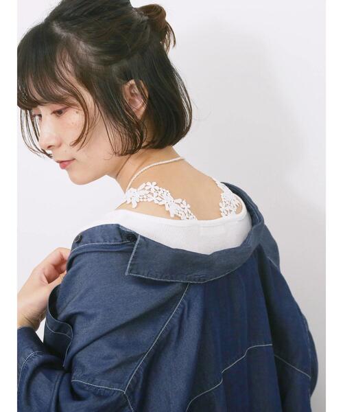Samansa Mos2 blue(サマンサモスモスブルー)の「花レースタンク(Tシャツ/カットソー・レディース・オフホワイト/ブラック/サックスブルー・F)」の14枚目の写真