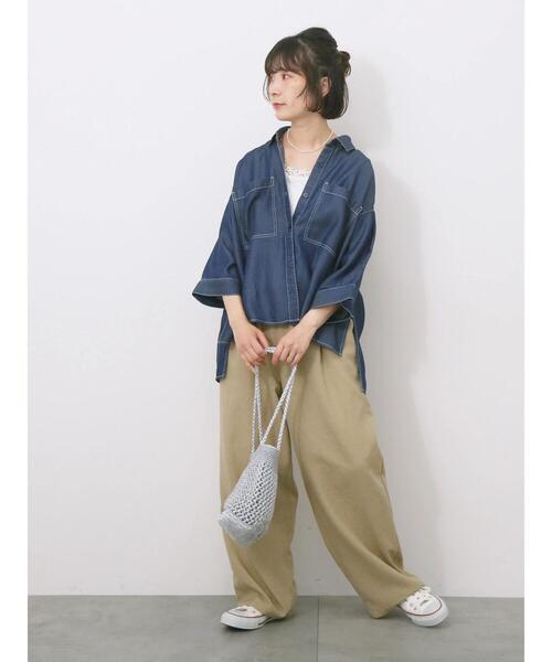 Samansa Mos2 blue(サマンサモスモスブルー)の「花レースタンク(Tシャツ/カットソー・レディース・オフホワイト/ブラック/サックスブルー・F)」の15枚目の写真