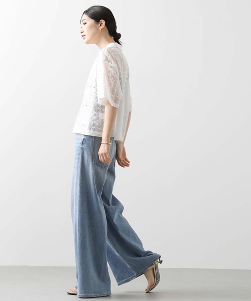 Gready Brilliant（グレディブリリアン）の「エンブロイダリー開襟ブラウス（シャツ/ブラウス・レディース・オフホワイト/ブラック・38）」の4枚目の写真