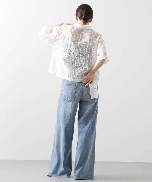 Gready Brilliant（グレディブリリアン）の「エンブロイダリー開襟ブラウス（シャツ/ブラウス・レディース・オフホワイト/ブラック・38）」の5枚目の写真