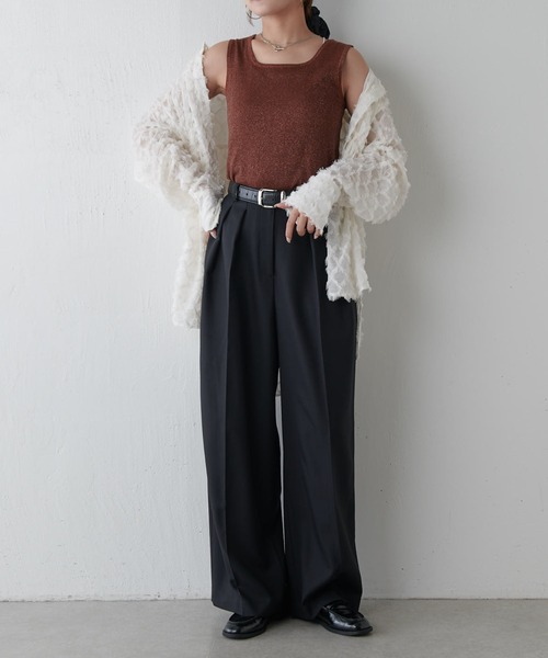 Lui's（ルイス）の「【セットアップ対応】2タックワイドパンツ（スラックス・レディース・チャコールグレー/モカ・36/38）」の20枚目の写真