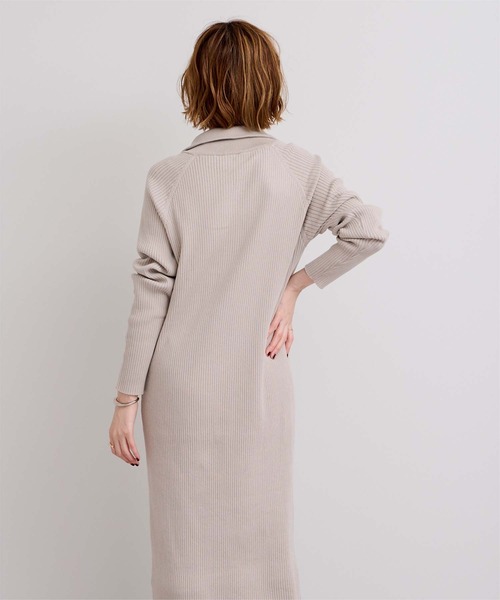 UR'S(ユアーズ)の「ZIPデザインニットワンピース(ワンピース・レディース・グレイッシュベージュ/チャコール・L/M/S)」の13枚目の写真