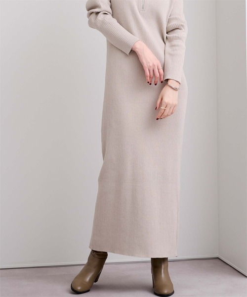 UR'S(ユアーズ)の「ZIPデザインニットワンピース(ワンピース・レディース・グレイッシュベージュ/チャコール・L/M/S)」の14枚目の写真