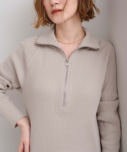 UR'S(ユアーズ)の「ZIPデザインニットワンピース(ワンピース・レディース・グレイッシュベージュ/チャコール・L/M/S)」の15枚目の写真