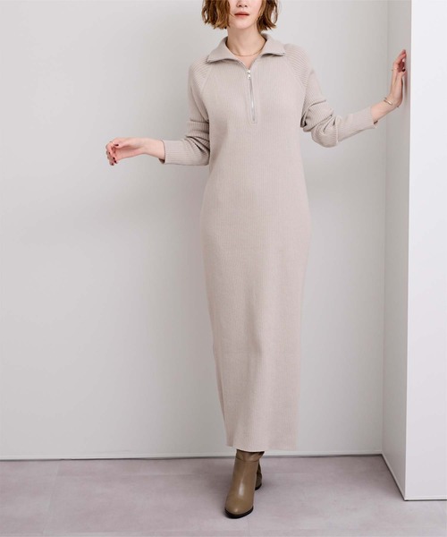 UR'S(ユアーズ)の「ZIPデザインニットワンピース(ワンピース・レディース・グレイッシュベージュ/チャコール・L/M/S)」の17枚目の写真