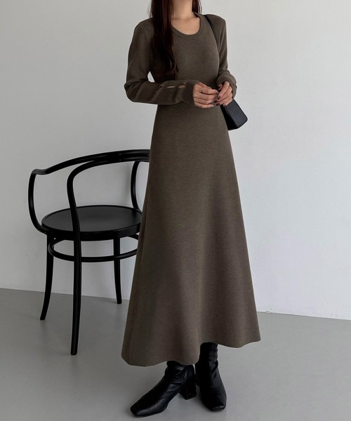 jubeat ユビート ニット コピオス 筐体パネル 4種セット セール】Uネックフレアニットワンピ－ス（ワンピース）｜callautia