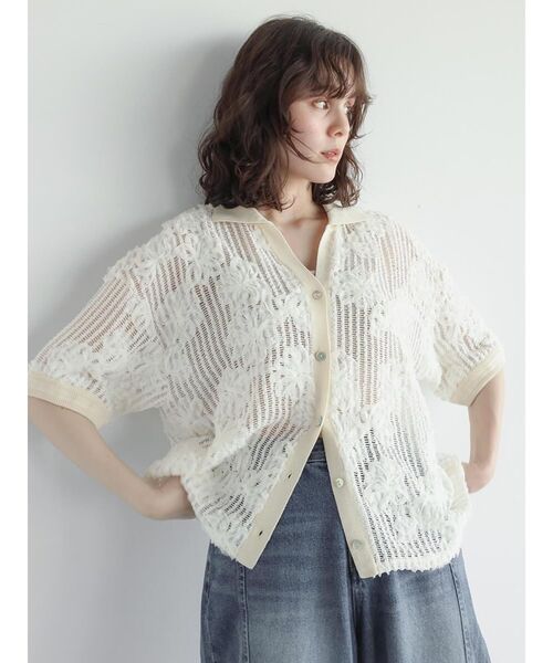 FIKA.（フィーカ）の「Ladder lace skipper shirt（シャツ/ブラウス・レディース・ブラック/ホワイト・MEDIUM）」の4枚目の写真