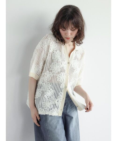 FIKA.（フィーカ）の「Ladder lace skipper shirt（シャツ/ブラウス・レディース・ブラック/ホワイト・MEDIUM）」の5枚目の写真