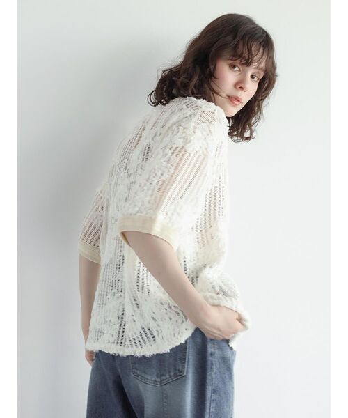 FIKA.（フィーカ）の「Ladder lace skipper shirt（シャツ/ブラウス・レディース・ブラック/ホワイト・MEDIUM）」の7枚目の写真