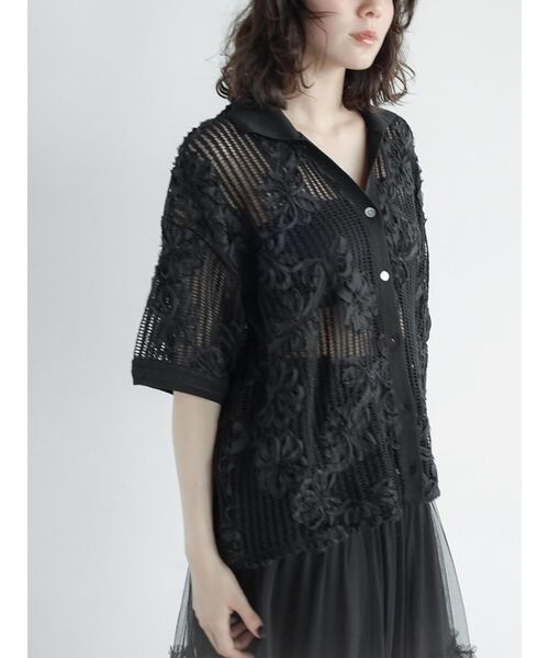 FIKA.（フィーカ）の「Ladder lace skipper shirt（シャツ/ブラウス・レディース・ブラック/ホワイト・MEDIUM）」の16枚目の写真
