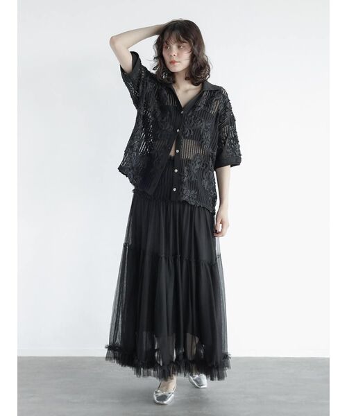 FIKA.（フィーカ）の「Ladder lace skipper shirt（シャツ/ブラウス・レディース・ブラック/ホワイト・MEDIUM）」の17枚目の写真