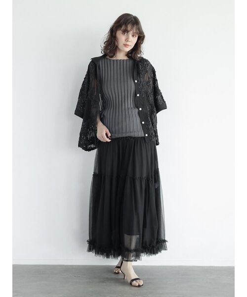 FIKA.（フィーカ）の「Ladder lace skipper shirt（シャツ/ブラウス・レディース・ブラック/ホワイト・MEDIUM）」の19枚目の写真