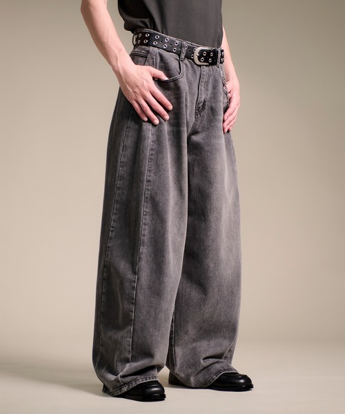 CALIFORNIA OUTFITTERS(カリフォルニア アウトフィッターズ)の「7A8 サイド切り替え ワイドデニムパンツ(デニムパンツ・メンズ・ブラック/ライトブルー/グレー/ブルー/ダークブルー・S/M/L/XL)」の1枚目の写真