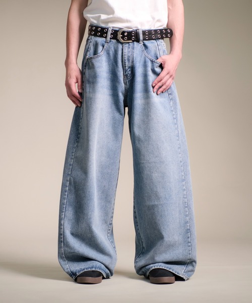 CALIFORNIA OUTFITTERS(カリフォルニア アウトフィッターズ)の「7A8 サイド切り替え ワイドデニムパンツ(デニムパンツ・メンズ・ブラック/ライトブルー/グレー/ブルー/ダークブルー・S/M/L/XL)」の3枚目の写真