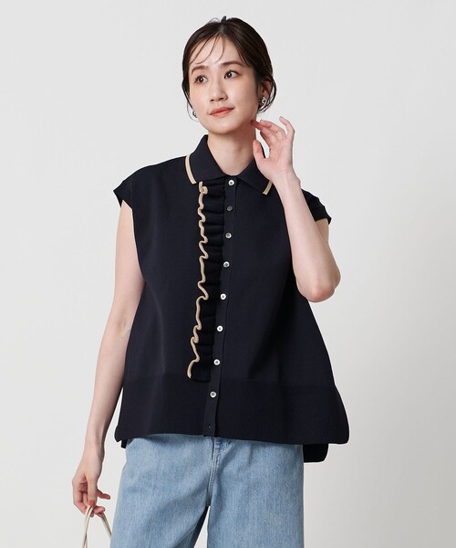 UNITED ARROWS（ユナイテッドアローズ）の「ミニマル フリル ベスト（ベスト・レディース・オフホワイト/ネイビー/ブラック/ダークグレー/ベージュ・FREE）」の5枚目の写真