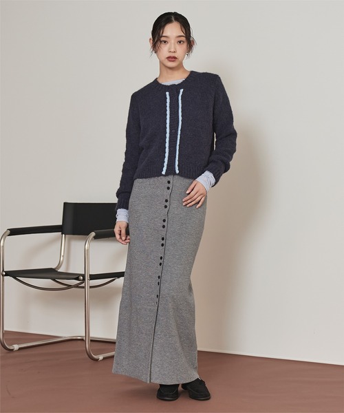 miette（ミエット）の「モヘヤタッチフリルニットカーディガン（カーディガン/ボレロ・レディース・パープル/ネイビー・M/S）」の8枚目の写真