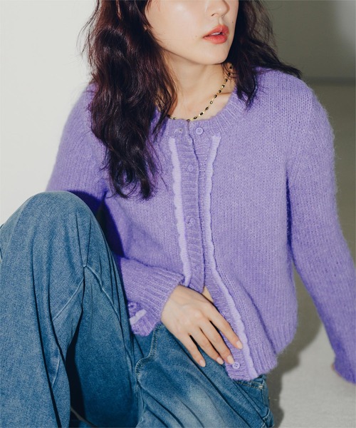 miette（ミエット）の「モヘヤタッチフリルニットカーディガン（カーディガン/ボレロ・レディース・パープル/ネイビー・M/S）」の11枚目の写真