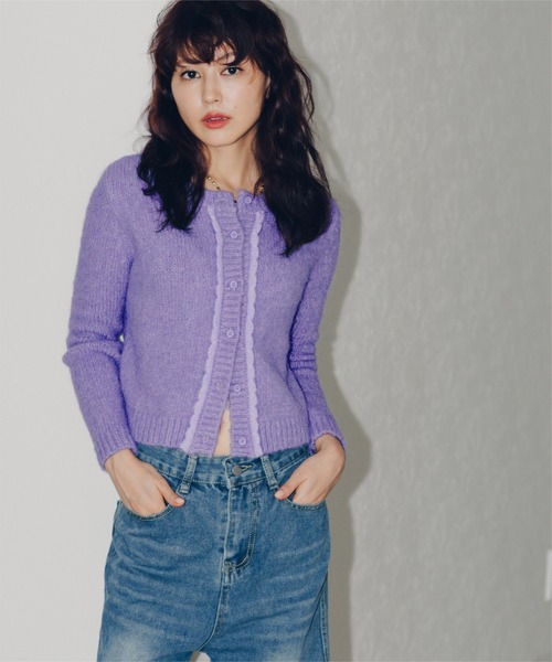 miette（ミエット）の「モヘヤタッチフリルニットカーディガン（カーディガン/ボレロ・レディース・パープル/ネイビー・M/S）」の13枚目の写真