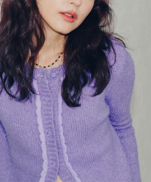 miette（ミエット）の「モヘヤタッチフリルニットカーディガン（カーディガン/ボレロ・レディース・パープル/ネイビー・M/S）」の14枚目の写真
