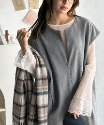 レイヤードコーデが楽しめる！フェイクウールハーフジップオールインワン（パンツ）