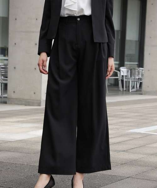 DRESS PLUS(ドレスプラス)の「きれいめ楽ちんワイドパンツ(その他パンツ・レディース・ブラック/サンドグレー・L/S/M)」の2枚目の写真