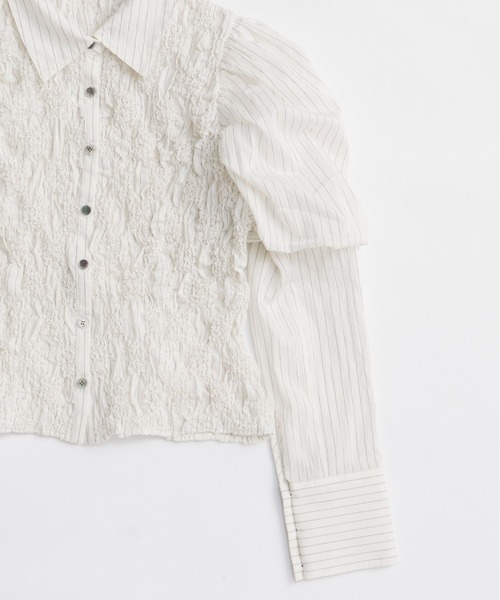 MAISON SPECIAL(メゾンスペシャル)の「Puff Sleeves Shirring Shirt/パフスリーブシャーリングシャツ(シャツ/ブラウス・レディース・ブラウン/ブラック/ホワイト・FREE)」の15枚目の写真