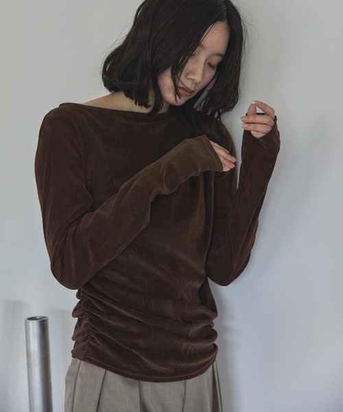 feepur（フェピュール）の「フロッキータックシアーロンTee（Tシャツ/カットソー・レディース・ブラウン/アイボリー/グレー・MEDIUM）」の3枚目の写真