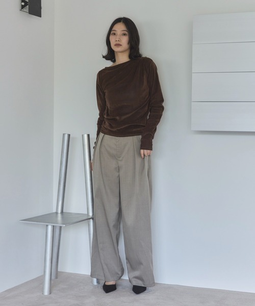 feepur（フェピュール）の「フロッキータックシアーロンTee（Tシャツ/カットソー・レディース・ブラウン/アイボリー/グレー・MEDIUM）」の21枚目の写真