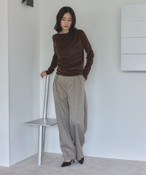 feepur（フェピュール）の「フロッキータックシアーロンTee（Tシャツ/カットソー・レディース・ブラウン/アイボリー/グレー・MEDIUM）」の22枚目の写真