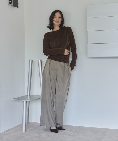 feepur（フェピュール）の「フロッキータックシアーロンTee（Tシャツ/カットソー・レディース・ブラウン/アイボリー/グレー・MEDIUM）」の12枚目の写真